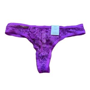 Auden Womens Purple Lace Thong Panty Size S 4-6
